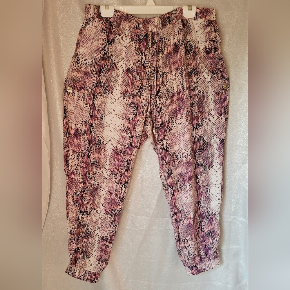 Jennifer Lopez Pants Womens XL Python Print Pull On Elastic Waist Pants